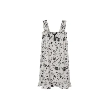 H YXIANG Nightgown Women's Black White Mixed Color