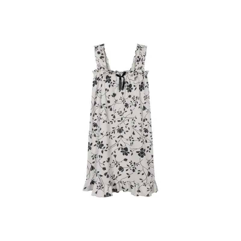 H YXIANG Nightgown Women's Black White Mixed Color-0