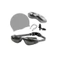 Gray Swim Goggles, Swimming Cap, Nose Clips/Ear Plugs Set[Premium Eyeglass Case]