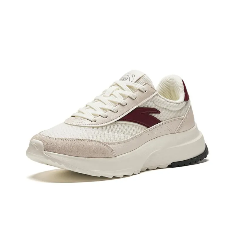 Anta Cushioning Slip Resistant Low Top Casual Shoes Women's White Red-1