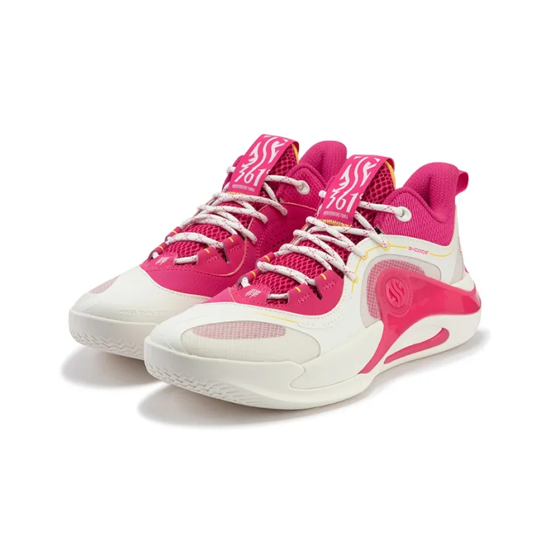 361° Zen TEAM Beetroot Latte Cushioning Anti-Slip And Wear-Resistant Low-Top Basketball Shoes Men's White Red-2