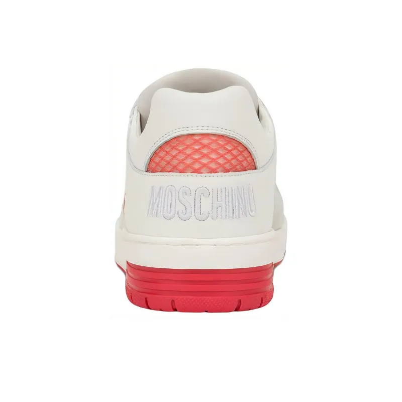 MOSCHINO Stylish Skateboarding Shoes Men's White Orange Gray-3