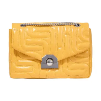 LANCEL Calfskin Crossbody Bag Shoulder Bag Medium Size Women's Yellow