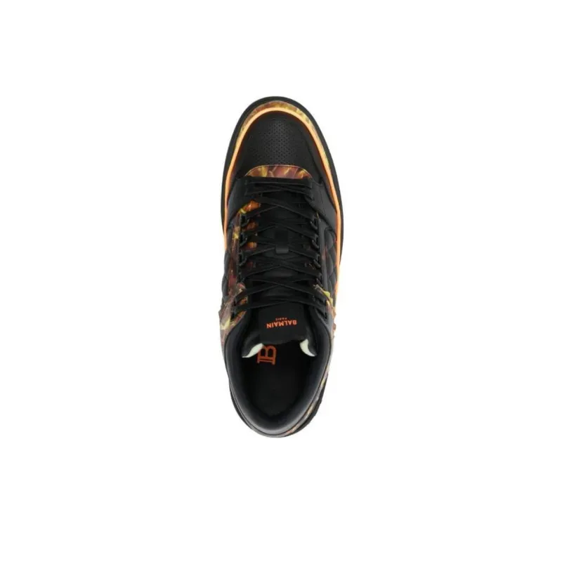 BALMAIN B Court Flame print Leather Sneakers-4
