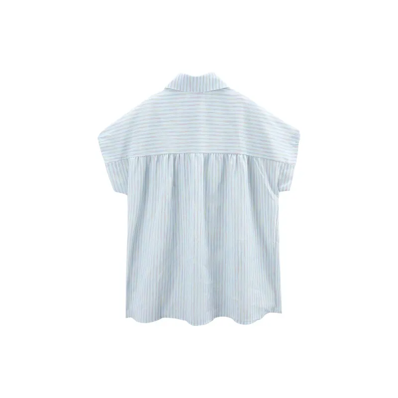 A Paradise For Awakening Shirt Women's Blue Stripes-1