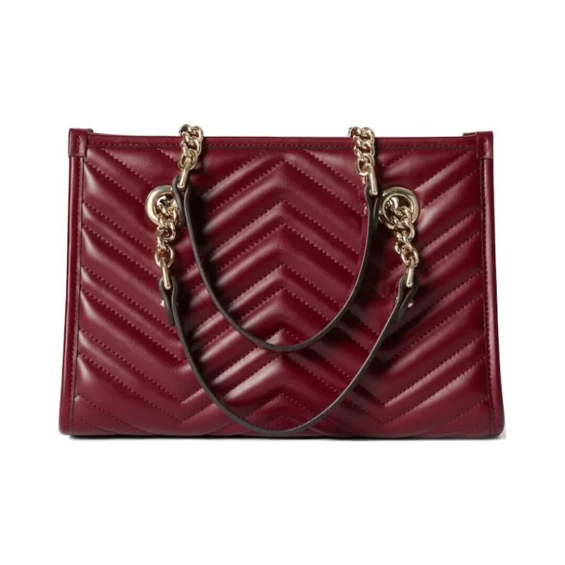 GUCCI GG Marmont Leather Tote Bag Shopping Bag Portable Crossbody Bag Shoulder Bag Women's Red-3