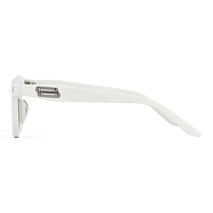 PLASTIC BRAIN Plate Frame Square Sunglasses Unisex White-7