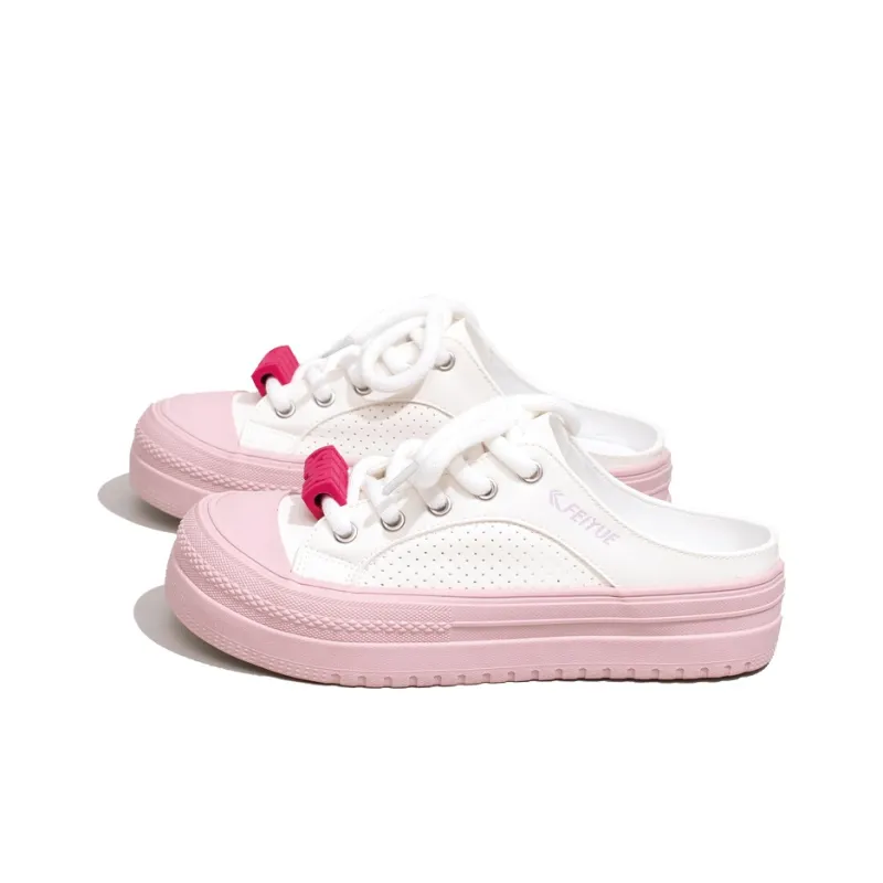 Feiyue Rubber Sole Odor Resistant Slip Resistant Closed Toe Slippers Women's Beige Pink-2