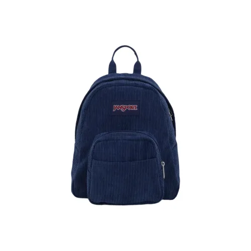 JanSport Recyclable Polyester mink Backpack Mini Unisex Marine Blue Corduroy Color