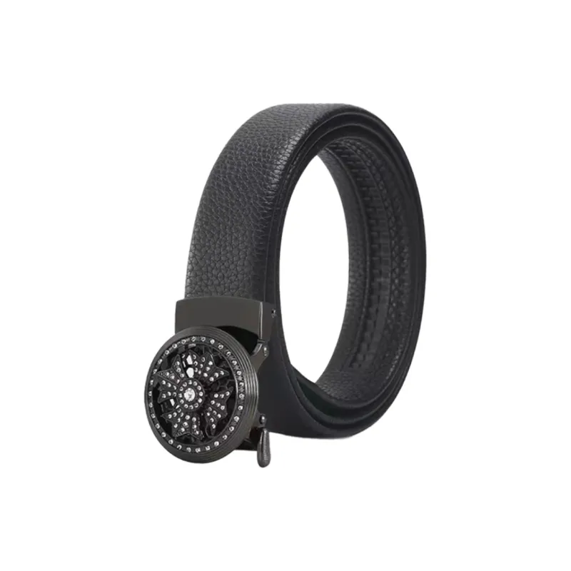 JONNY MOORE Time Luck Automatic Buckle Casual Business Cow Leather Leather Belts Men's 3.5cm-4