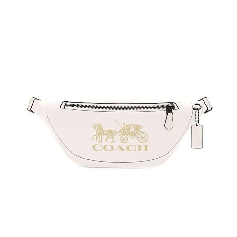 COACH Cow Leather Crossbody Bags Fanny Pack Large Size Men's Ecru-1