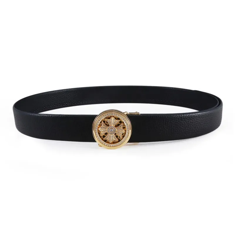 JONNY MOORE Time Luck Automatic Buckle Casual Business Cow Leather Leather Belts Men's 3.5cm-1