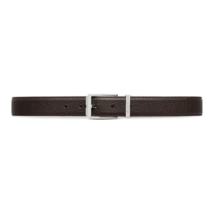 GUCCI Solid Color Styling Pin Buckle Leather Leather Belts Unisex Brown Width  3CM-0