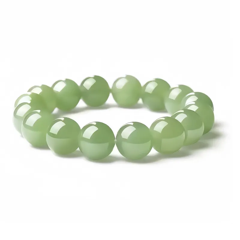 Lingxiang Yurun Hetian Jade Bracelets Unisex Pale Greenish White Jade-11