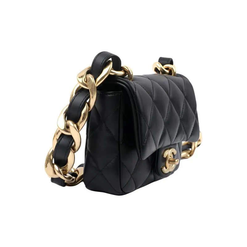 CHANEL Lambskin Flap Bag, Crossbody Bag, Shoulder Bag Women's Black-1