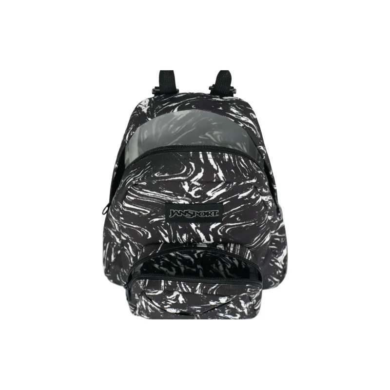 JanSport Recycled Polyester Fabric Blend Backpack Mini Unisex Marble Pattern Black-3