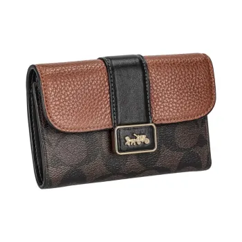 COACH Grace Smooth Leather Wallet Medium Size Women's Brown