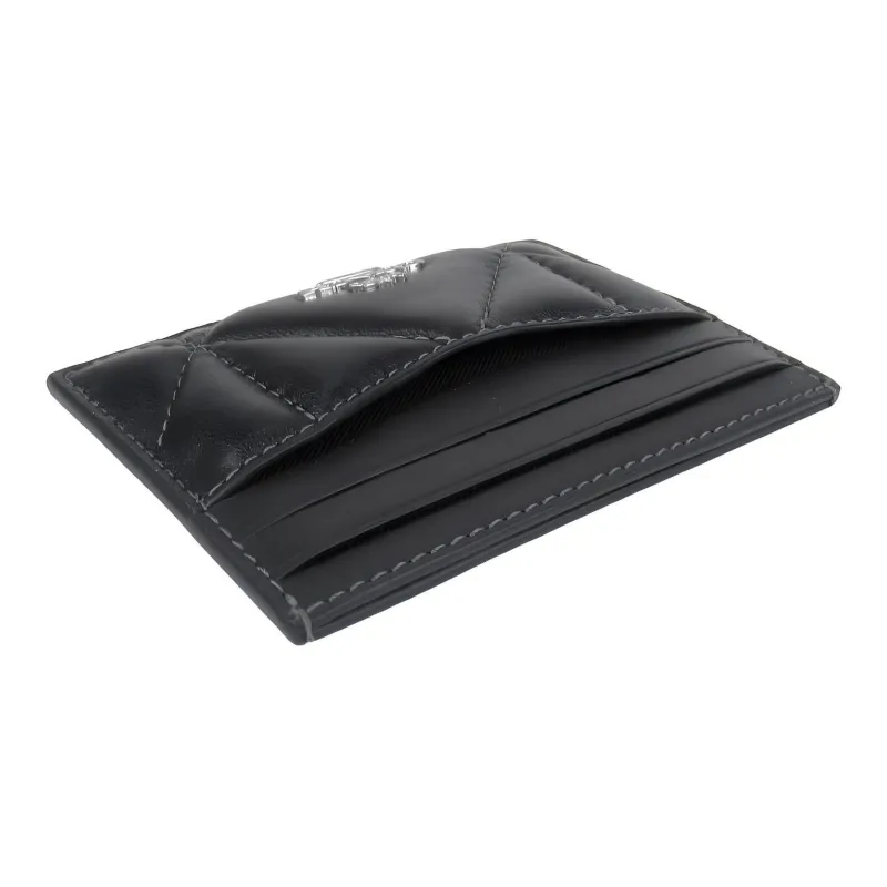 COACH Card Case Quilting Leather Card Clip Card Holder Regular Women's Black-3