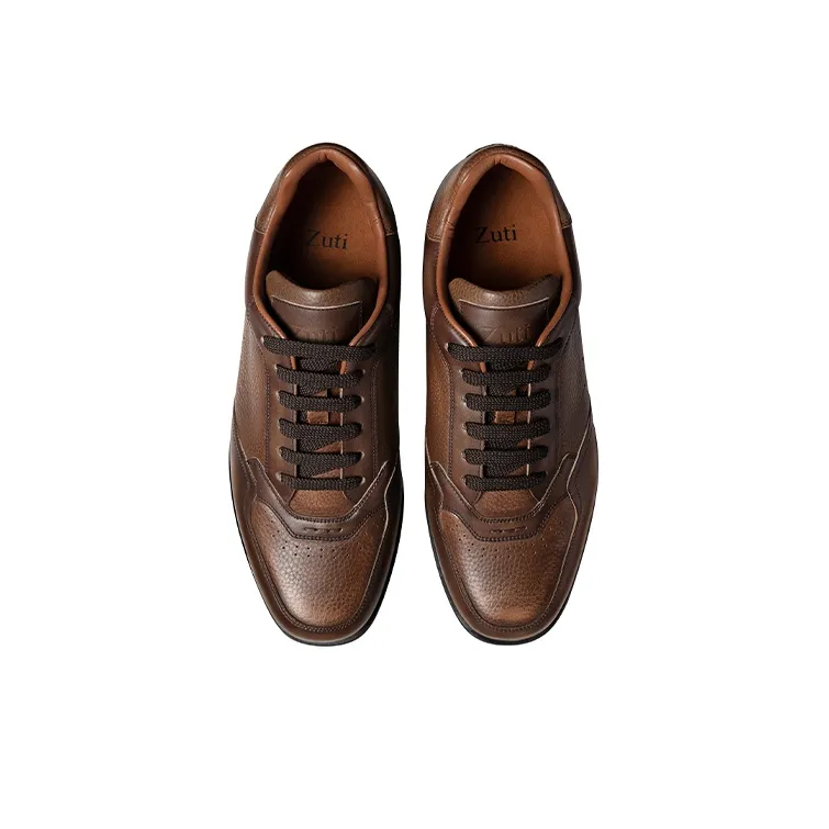 Zuti Vintage Casual Trainer Shoes Low Top Skateboard Shoes Men's Dark Brown-2