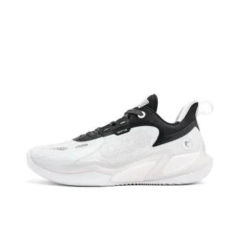 QIAODAN Cushioned Wear Resistant Slip Resistant Low Top Basketball Shoes Men's Jordan White Black