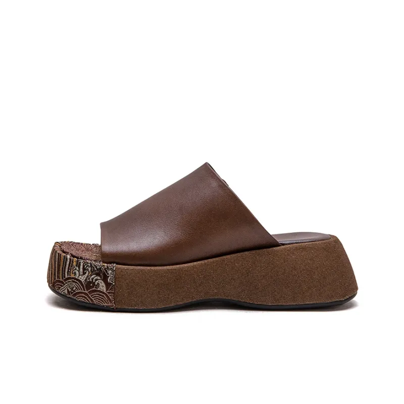 Jay Slide Slippers Women's Coffee/Khaki/Black-0