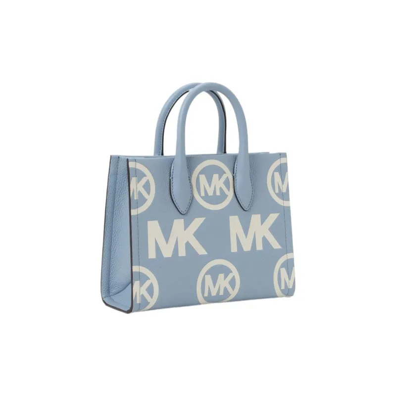 MICHAEL KORS Mirella Cow Leather Tote Shopping Bag Handbag Shoulder Bag, Crossbody Bag Small Size Women's Light Blue-3