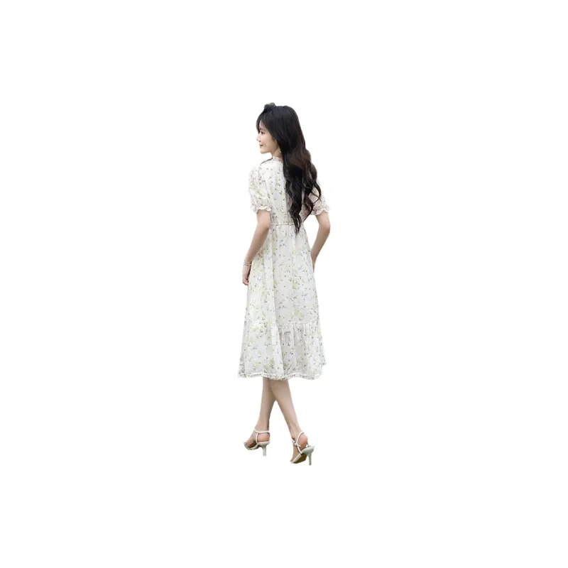 Cypress House Short Sleeved Dress Women's Light Green Floral-1