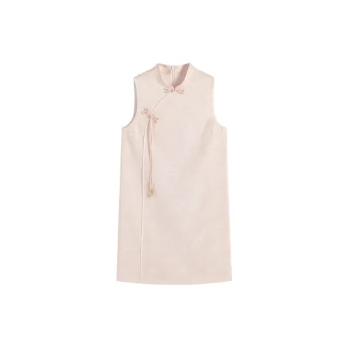 Famanxuan Sleeveless Dresses Women's Cherry Blossom Pale Pink