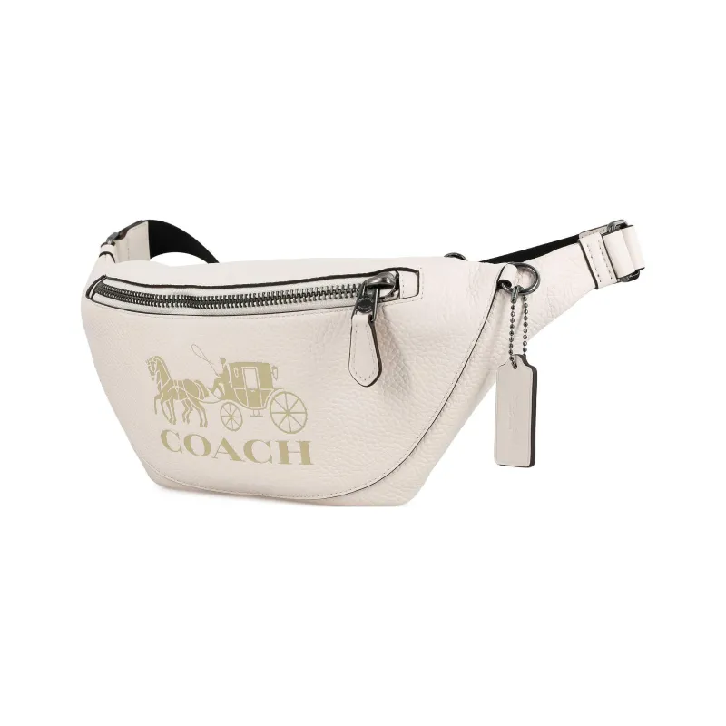 COACH Cow Leather Crossbody Bags Fanny Pack Large Size Men's Ecru-2