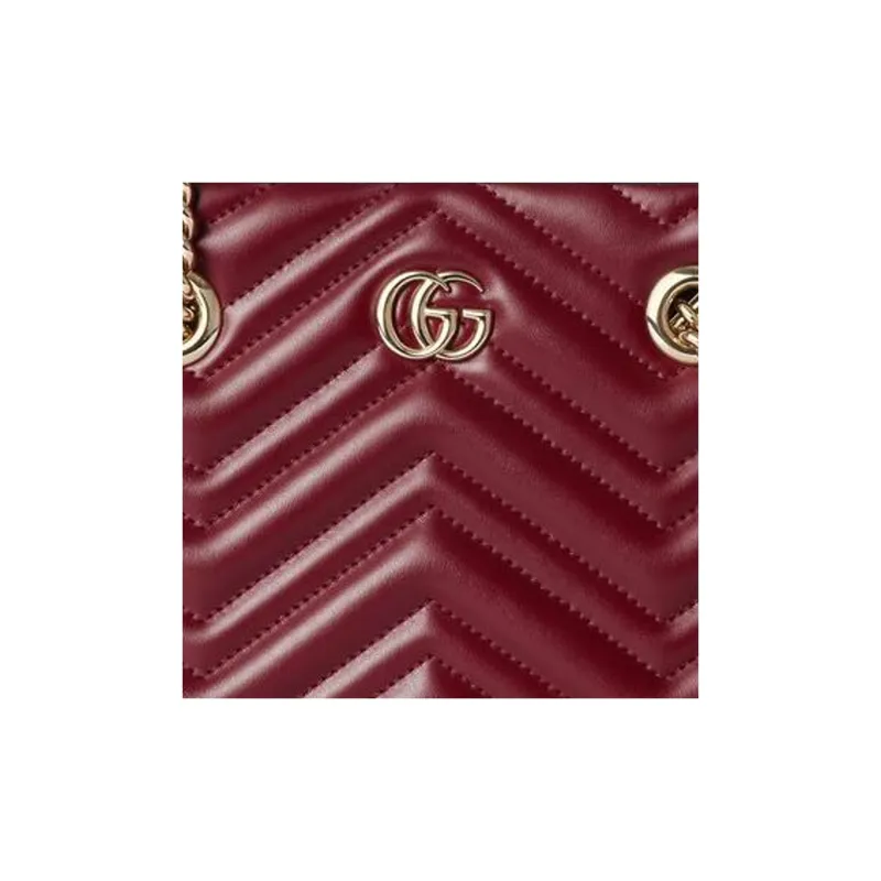 GUCCI GG Marmont Leather Tote Bag Shopping Bag Portable Crossbody Bag Shoulder Bag Women's Red-7