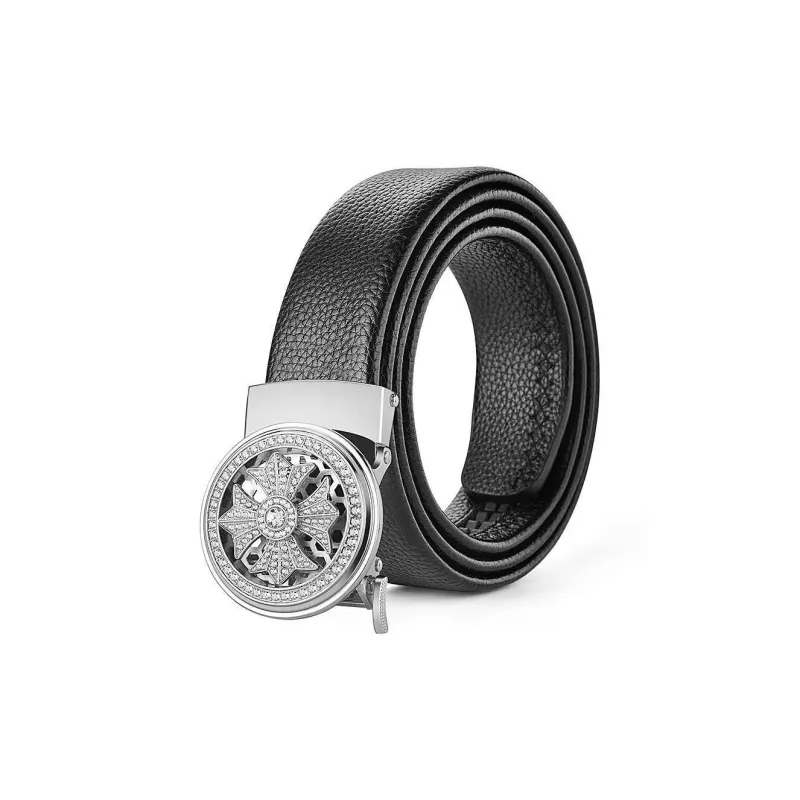 JONNY MOORE Time Luck Automatic Buckle Casual Business Cow Leather Leather Belts Men's 3.5cm-2