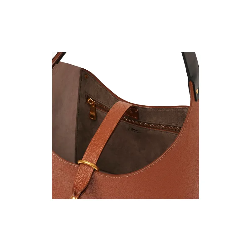 Chloe Marcie Grained Calfskin Handbag Shoulder Bag Women's Tan-4