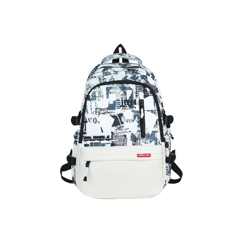 Alcohol Dragon Nylon Backpack Regular Unisex White/Black-9