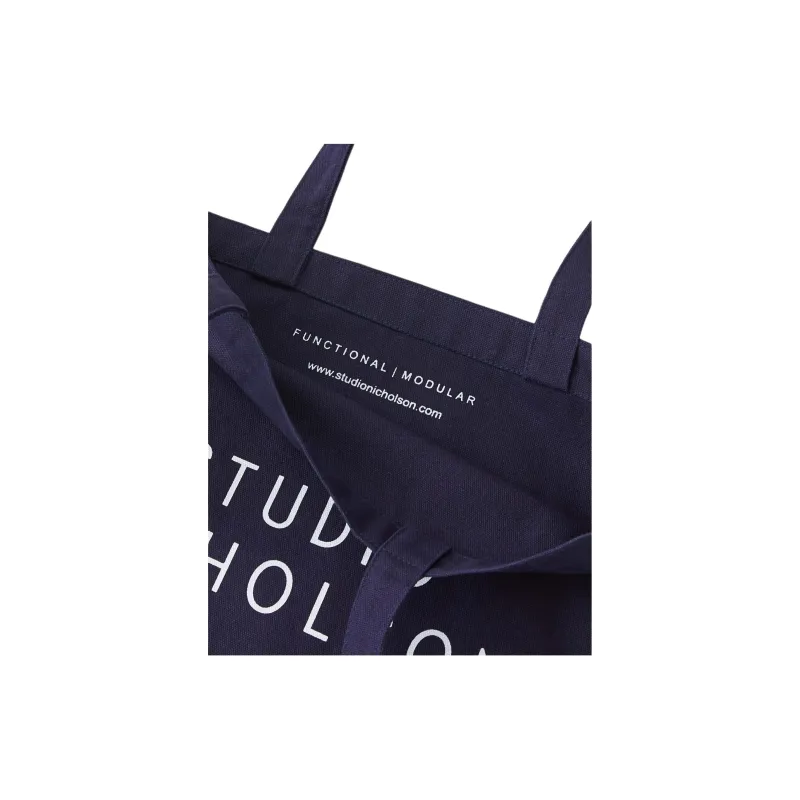 STUDIO NICHOLSON Cotton Tote Bag, Shopping Bag, Handbag, Shoulder Bag Trumpets Women's Dark Marine Blue-4