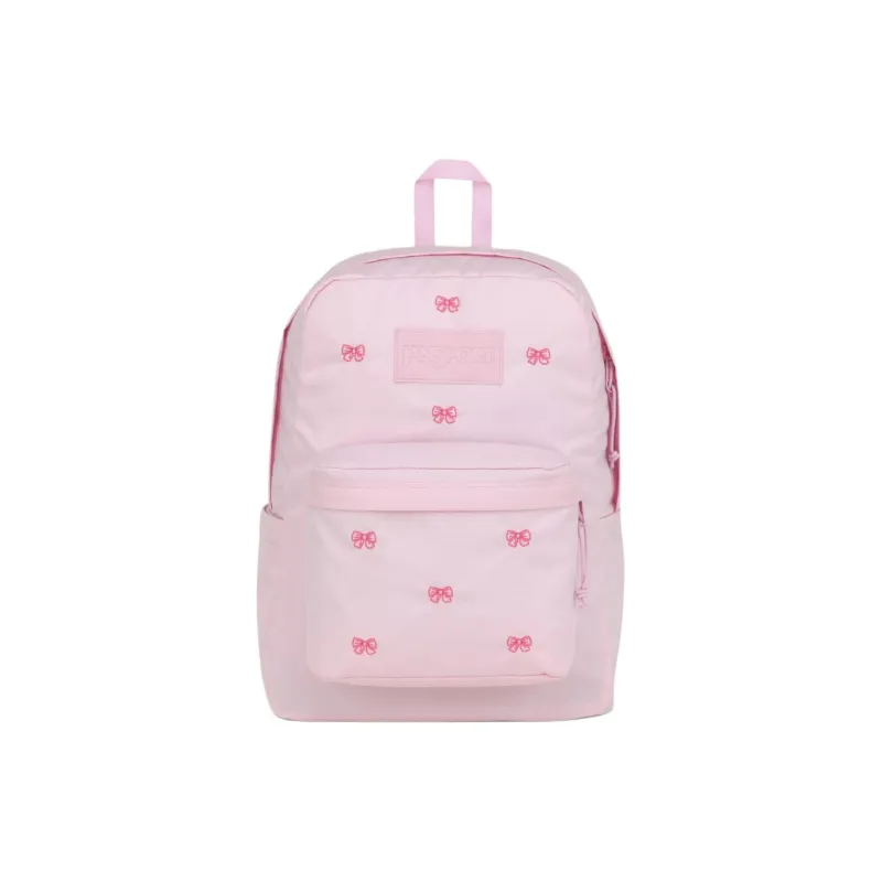 JanSport Recycled Polyester Backpack Women's Embroidered Bowknot Pink-0