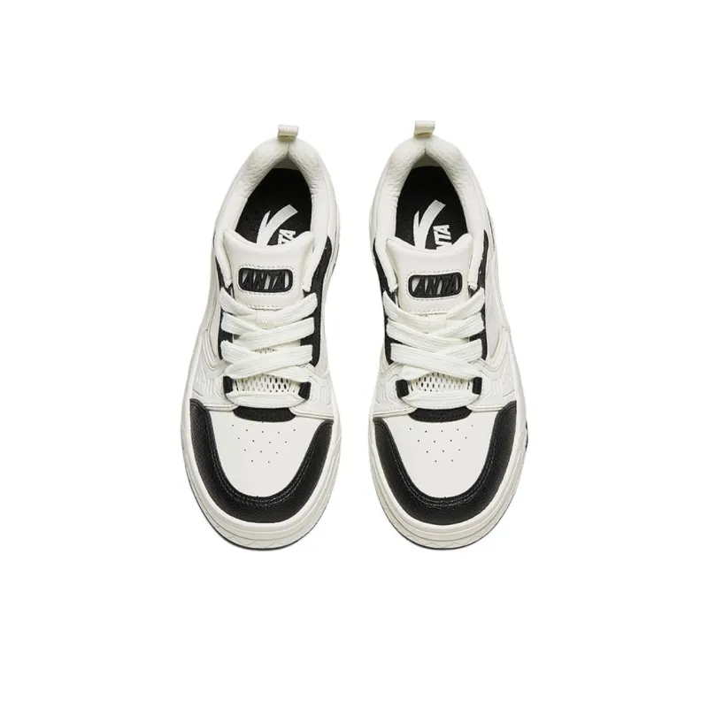 Anta Anti Slip Wear Resistant Low Top Skateboard Shoes Women's White Black-2
