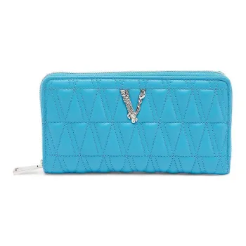 VERSACE Leather Wallet Women's Mediterranean Blue