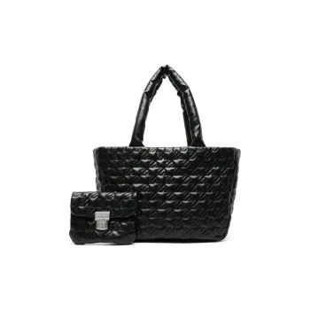 MSGM Polyurethane Tote Bag Shopping Bag Handbag Medium Size Women's Black