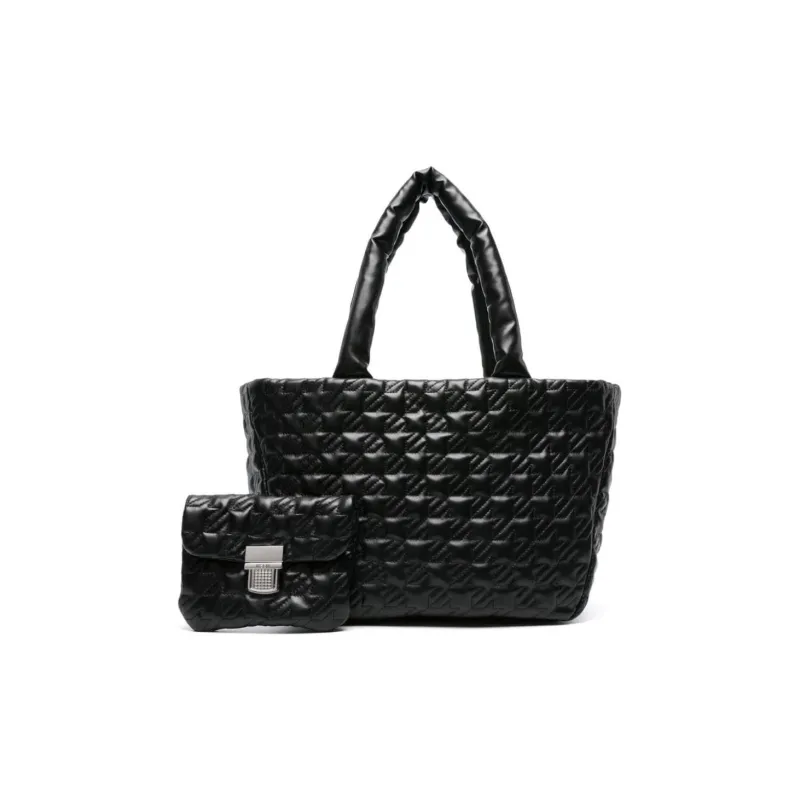 MSGM Polyurethane Tote Bag Shopping Bag Handbag Medium Size Women's Black-0