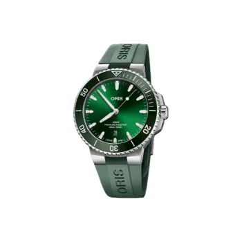 Oris Automatic Mechanical Movement Unisex Watch 43.5mm Green Dial Stainless Steel Case Rubber Strap