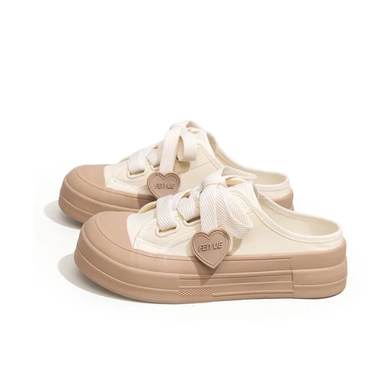 Feiyue TPR Sole Rubber Sole Abrasion Resistant Slip Resistant Closed Toe Slippers Women's Beige Brown-3