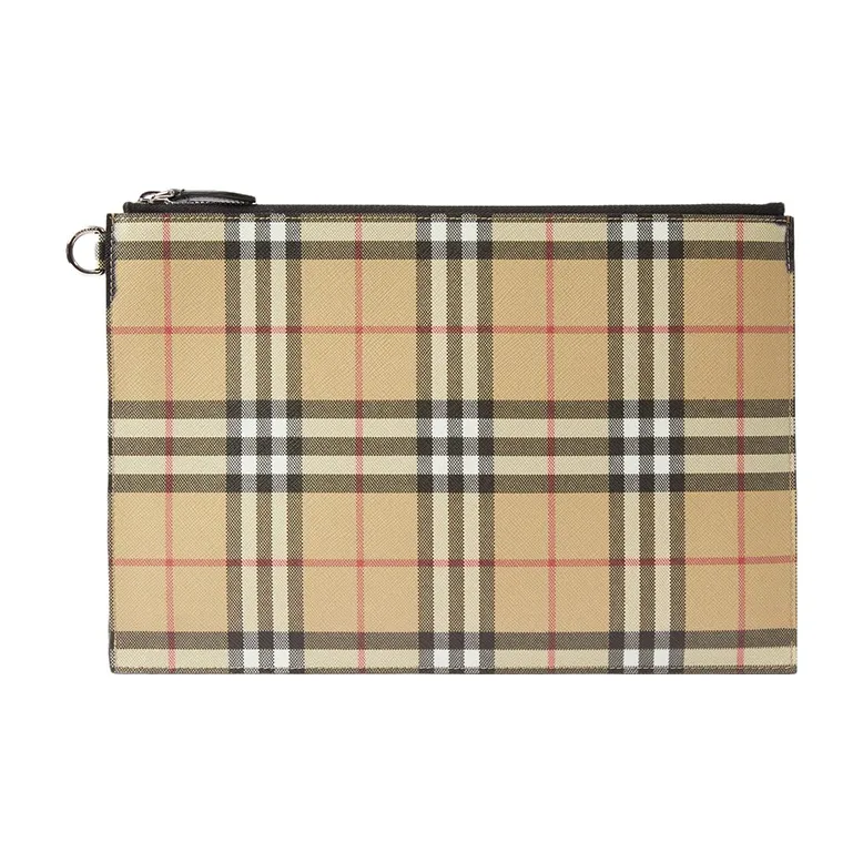 Burberry Vintage Artificial Leather Blended Cotton Clutches Storage Bags Men's Archive Beige-2