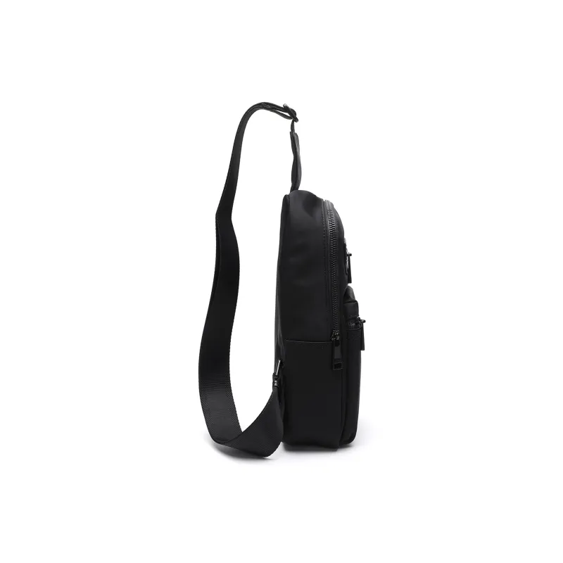 ELLE HOMME Fabric, Synthetic Leather Crossbody Small Bag Regular Men's Black-2