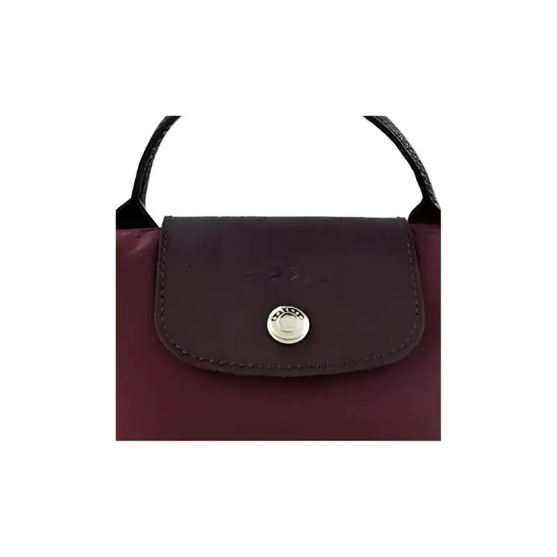 LONGCHAMP Le Pliage Green Recycled Canvas With Leather Dumpling Bag Handbags Small Size Women's Deep Red & Brown-1
