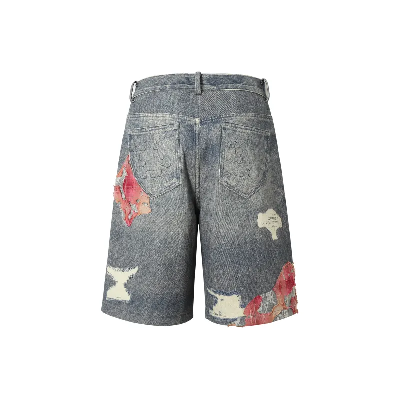 YADcrew Denim Shorts Unisex Blue-1