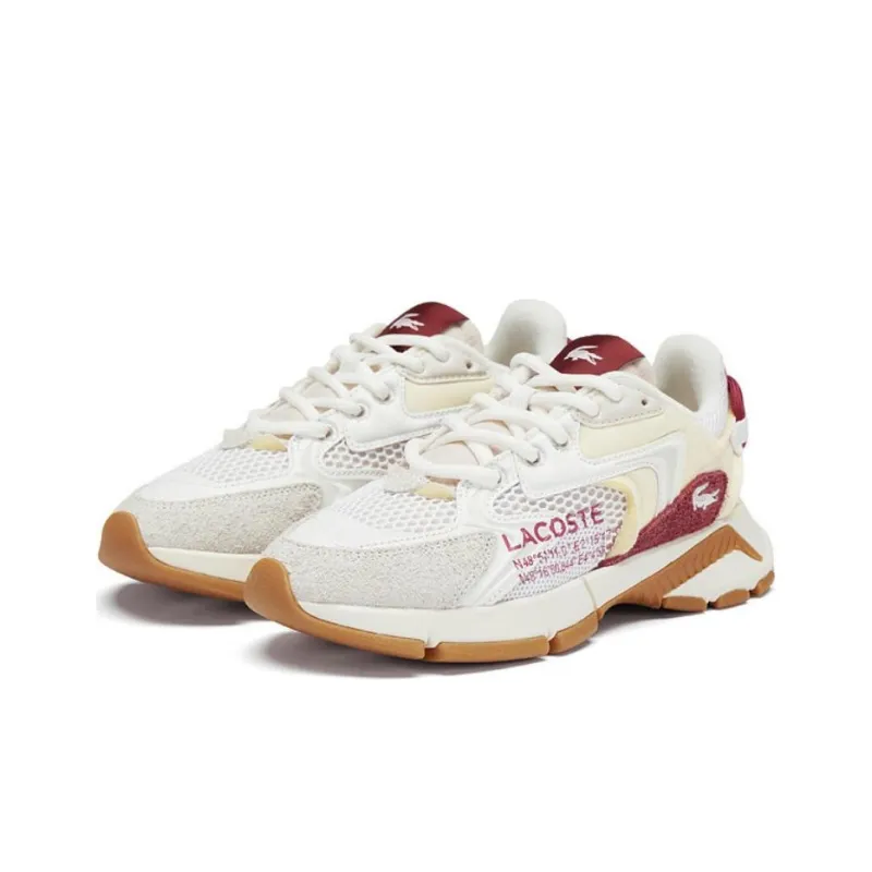 LACOSTE L003 Neo Non slip Lightweight Low Top Casual Shoes Women's White Red-2