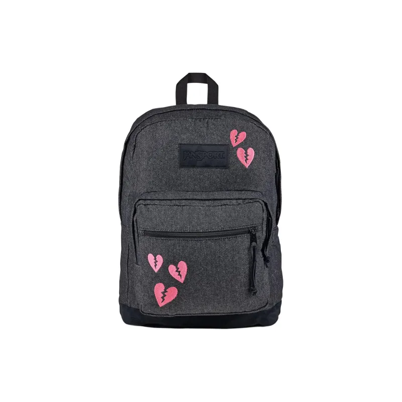JanSport Suede Backpack Unisex Gray/Black With Red-0