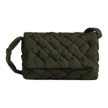 Bottega Veneta Lightweight Paper Nylon Shoulder Bag Crossbody Bag Small Size Men's Dark Green
