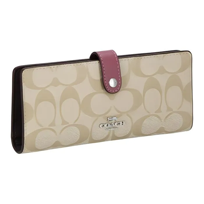 COACH Slim Wallet Leather Wallet Trumpets Women's Khaki-0