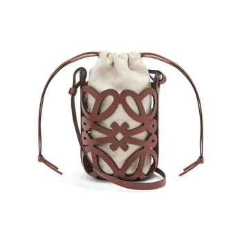 LOEWE Anagram Basket Cow Leather Bucket Bag, Shoulder Bag, Crossbody Bag Women's Tan